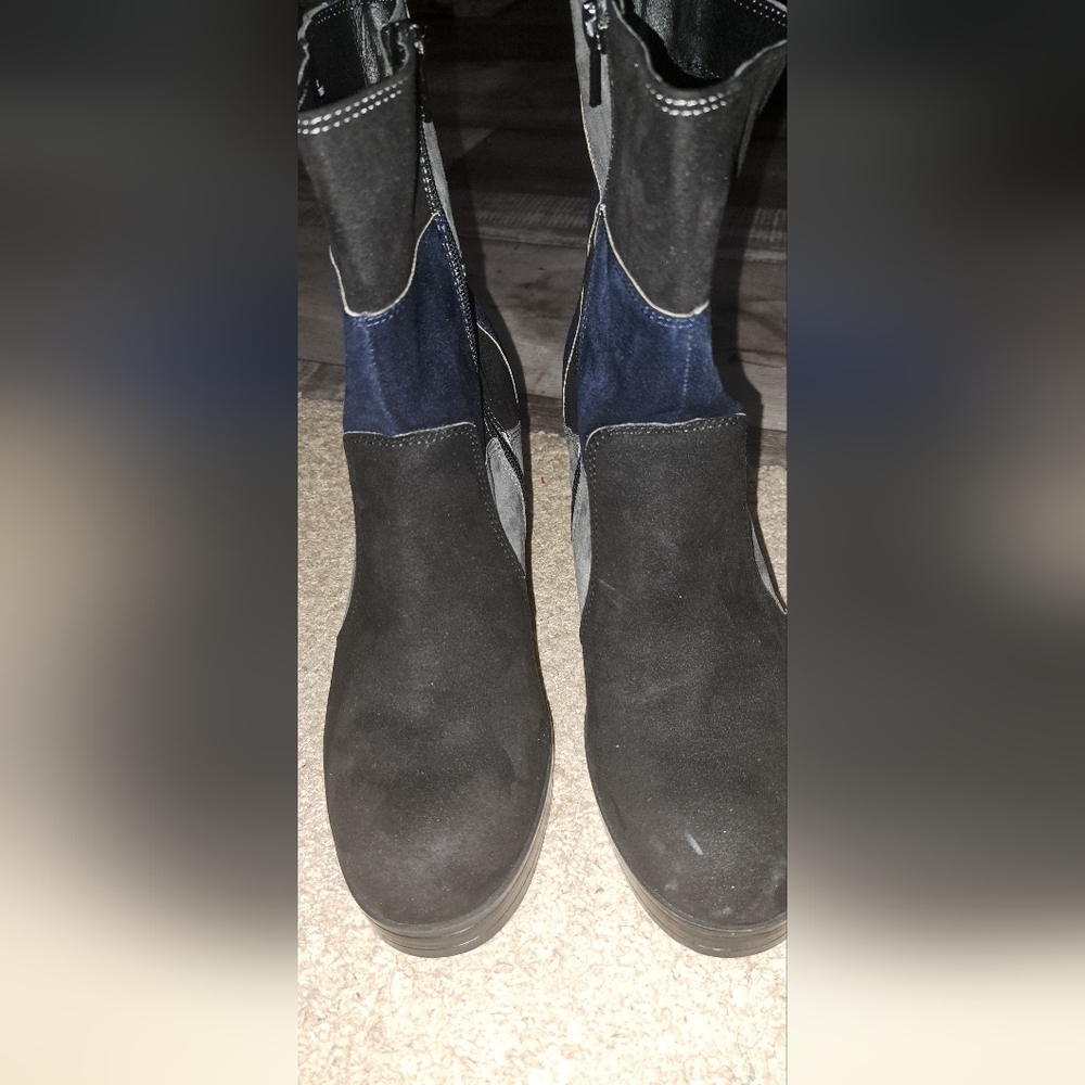 Ladies MIA TANNERN BOOTS Patchwork Faux SUEDE Zip Side Retro Style 9 - Picture 11 of 11